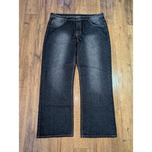 Brooklyn Basement Mens Dark Wash Wide Leg Premium Denim Jeans 42x32 Blue